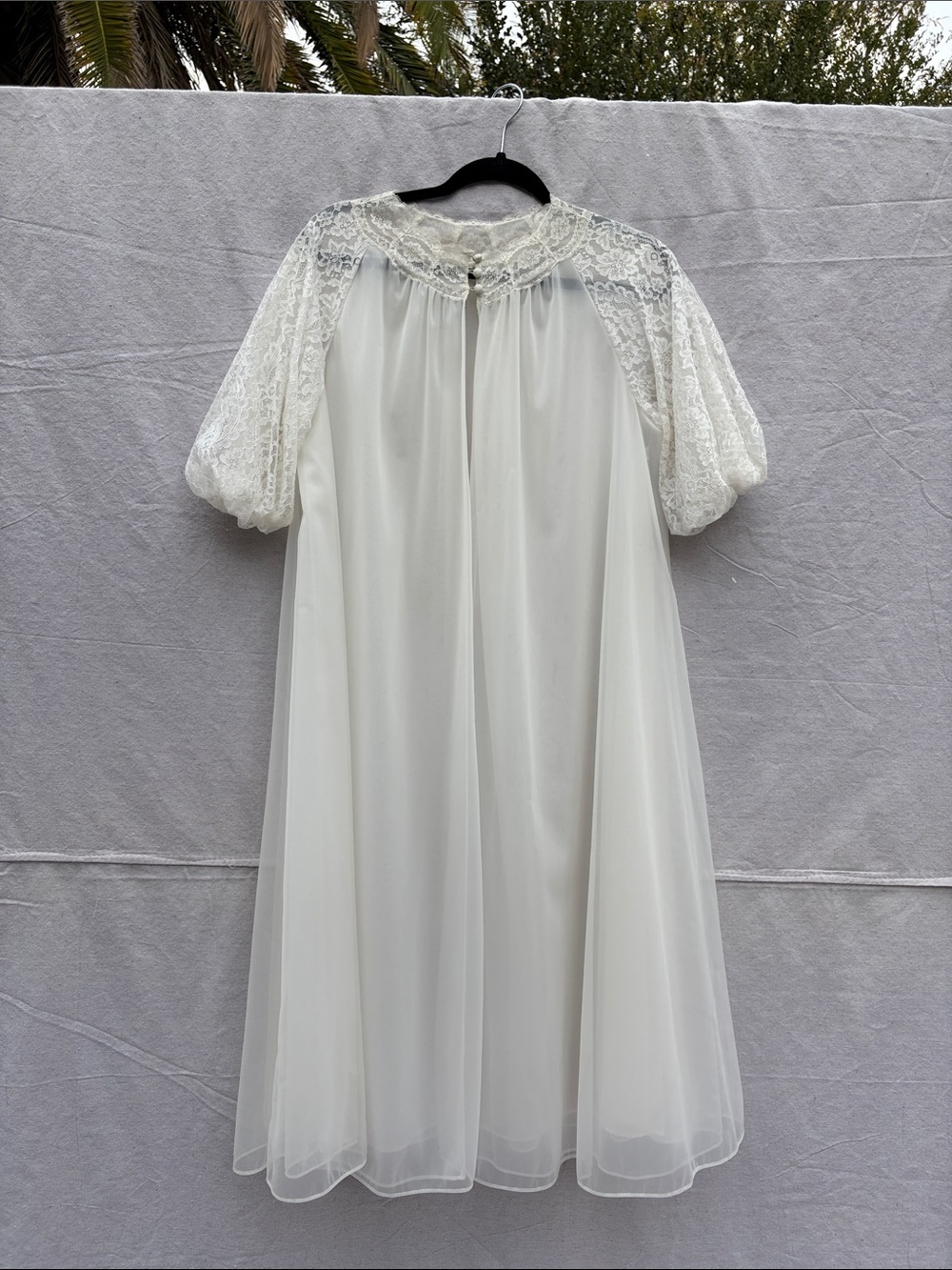 Women's Ivory Lace Yoke Chiffon Nightgown